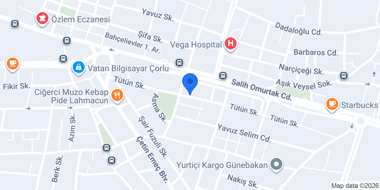 Çorlu 8.noterliği konumu