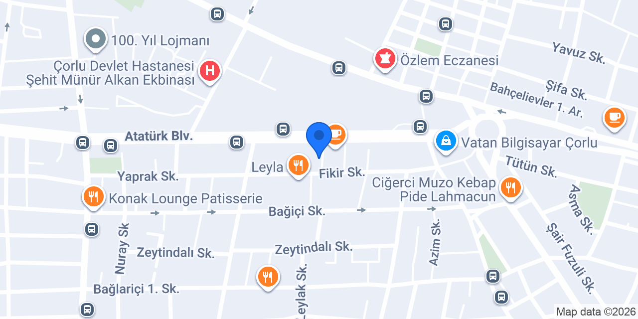 Çorlu Akademik Yabancı Dil Okulu konumu