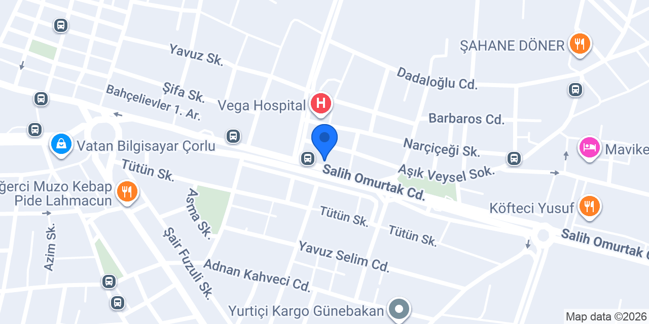 Antephan Künefe Çorlu konumu
