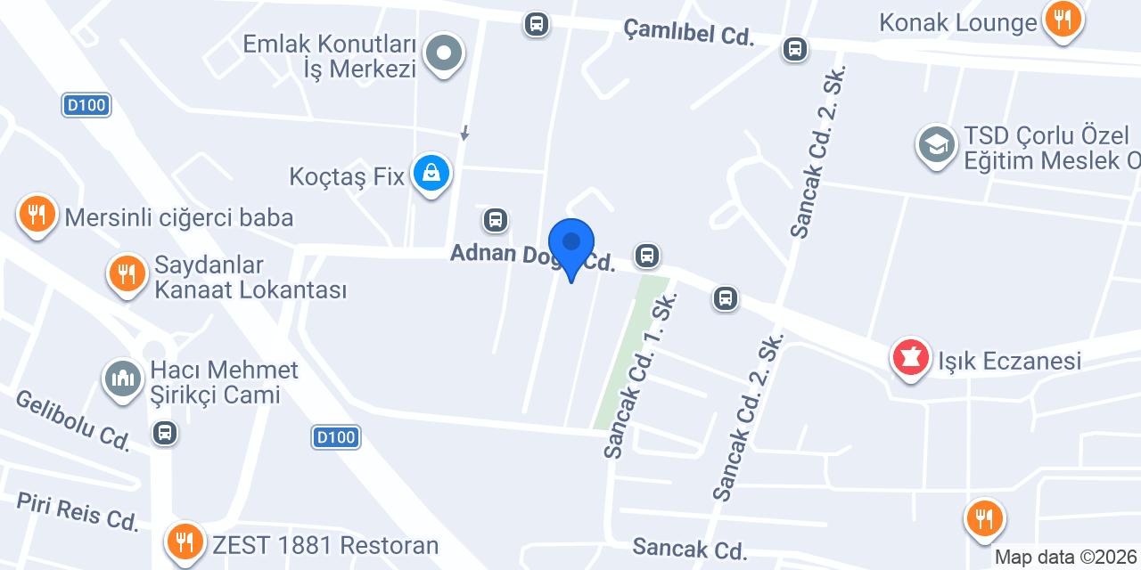 Türkiye İş Bankası Emlakkent-Çorlu/Tekirdağ Şubesi konumu