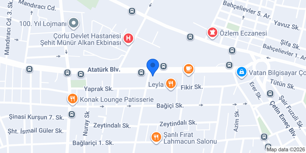 Güneş Mobilya Çorlu konumu