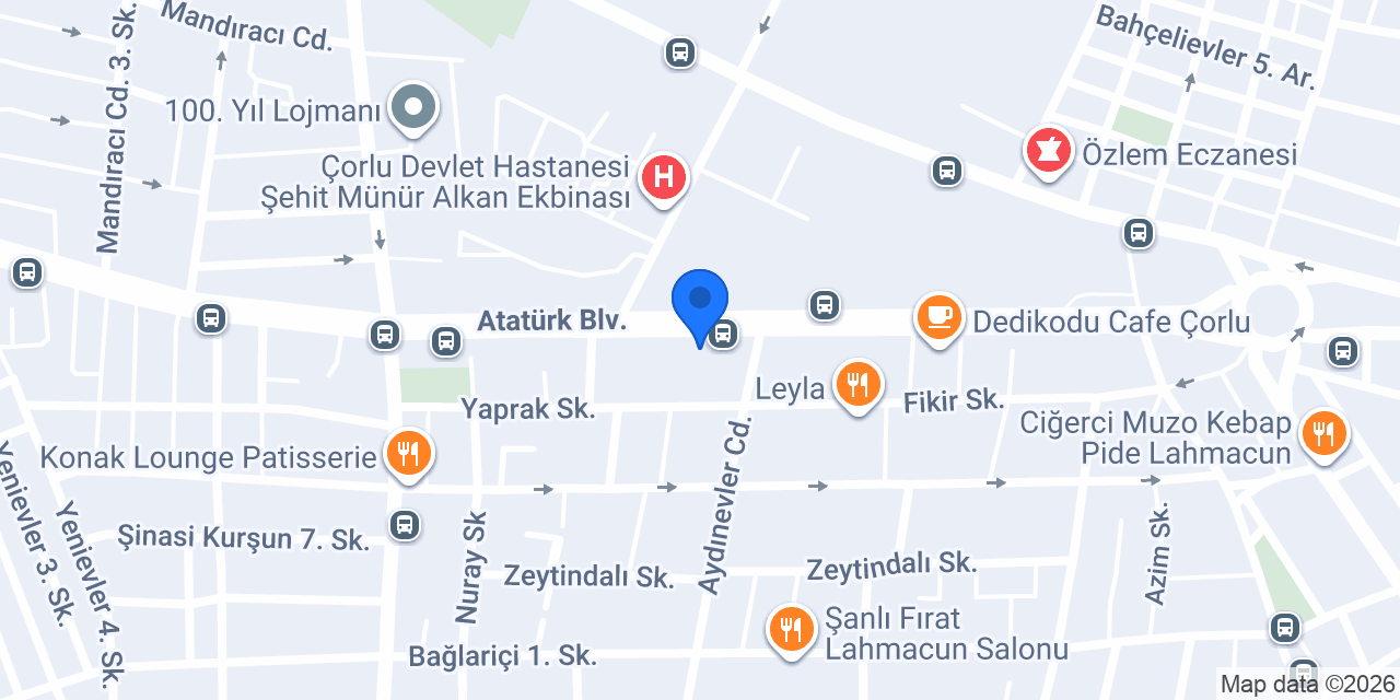 Birevim Çorlu Şubesi konumu