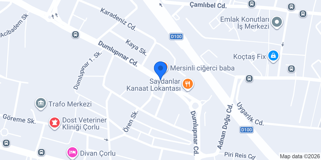 Çorlu Ekinci Oto Kiralama konumu