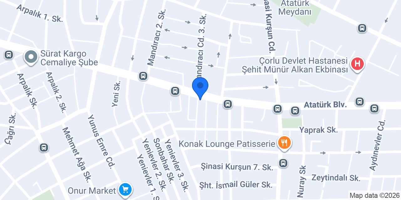 Eminevim Çorlu Şube konumu