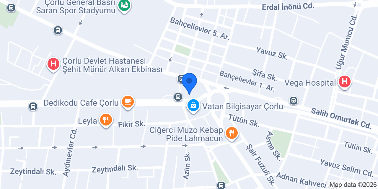 Sinpaş Yapı Tasarruf Sandığı Tekirdağ Çorlu Şube konumu
