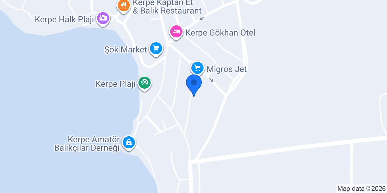 Kerpe Değirmen Otel konumu