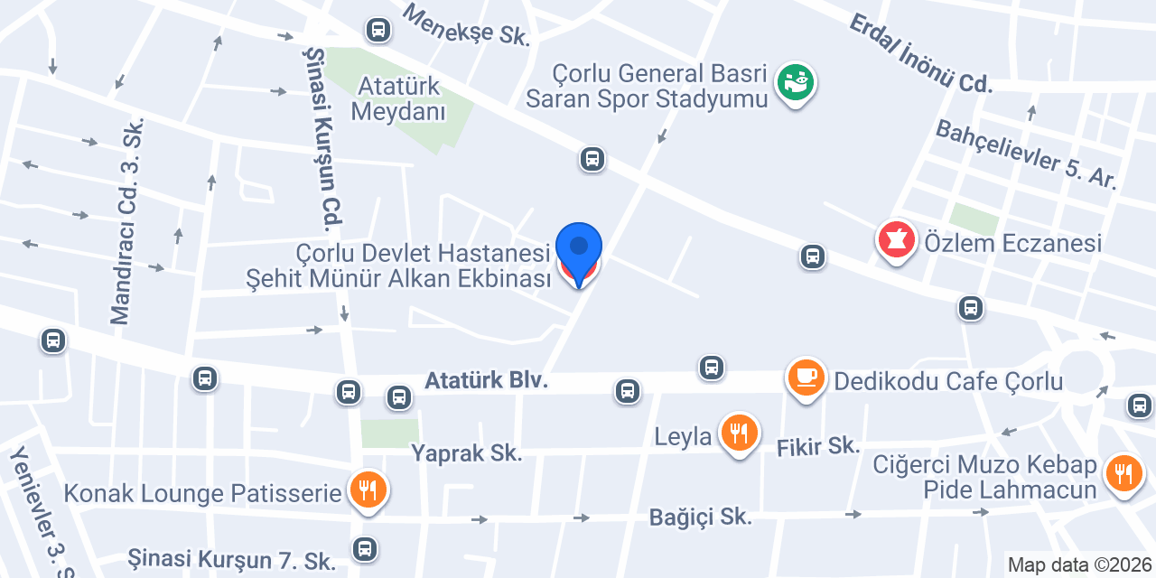 Çorlu Devlet Hastanesi Şehit Münür Alkan Ekbinası konumu