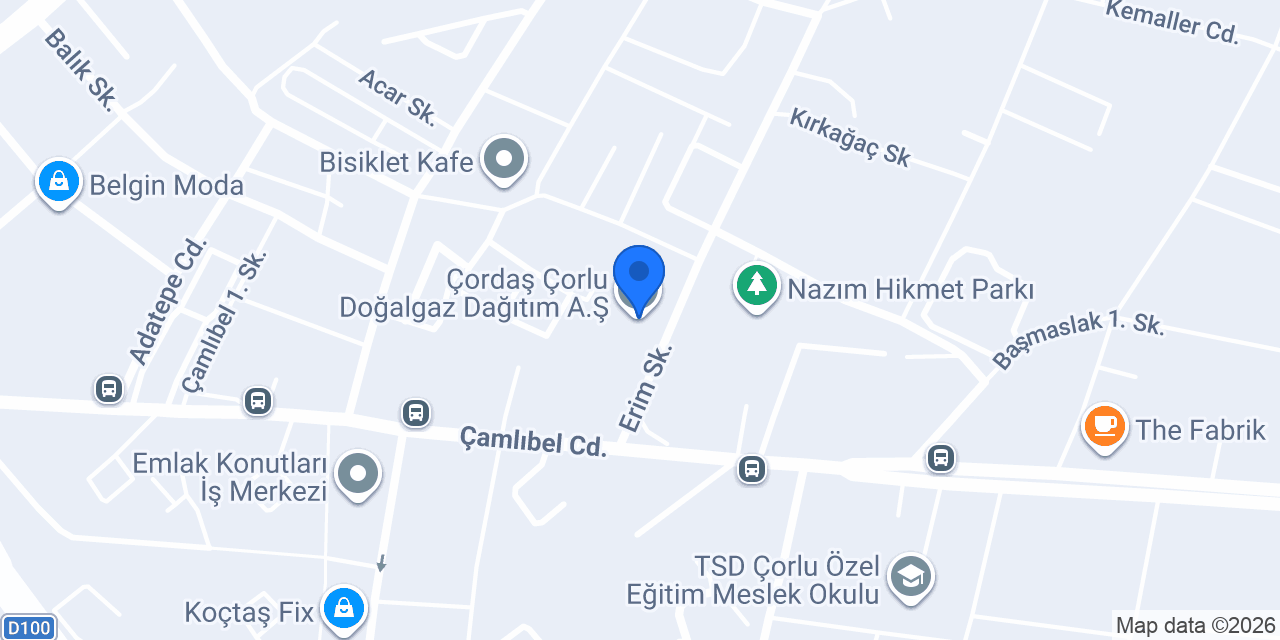 Çordaş Çorlu Doğalgaz Dağıtım A.Ş konumu