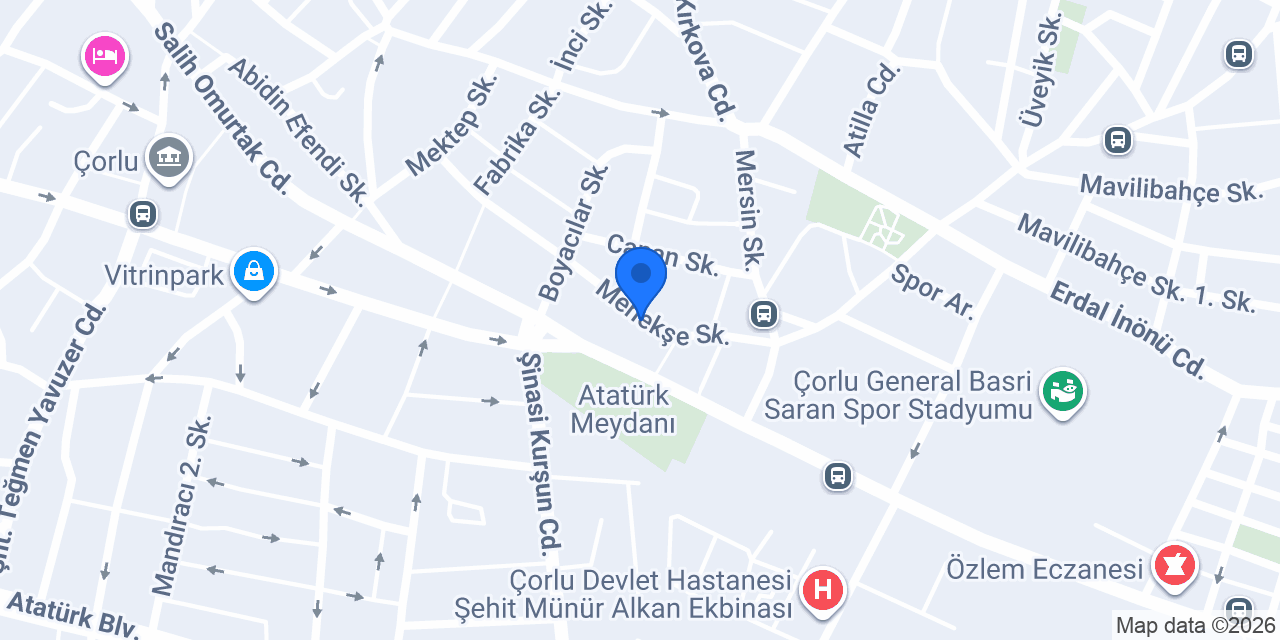Çorlu Günlük Kiralık Daire, Ev, Apart - Kuzey Suit konumu