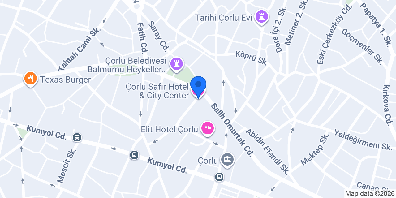 Çorlu Safir Hotel & City Center konumu
