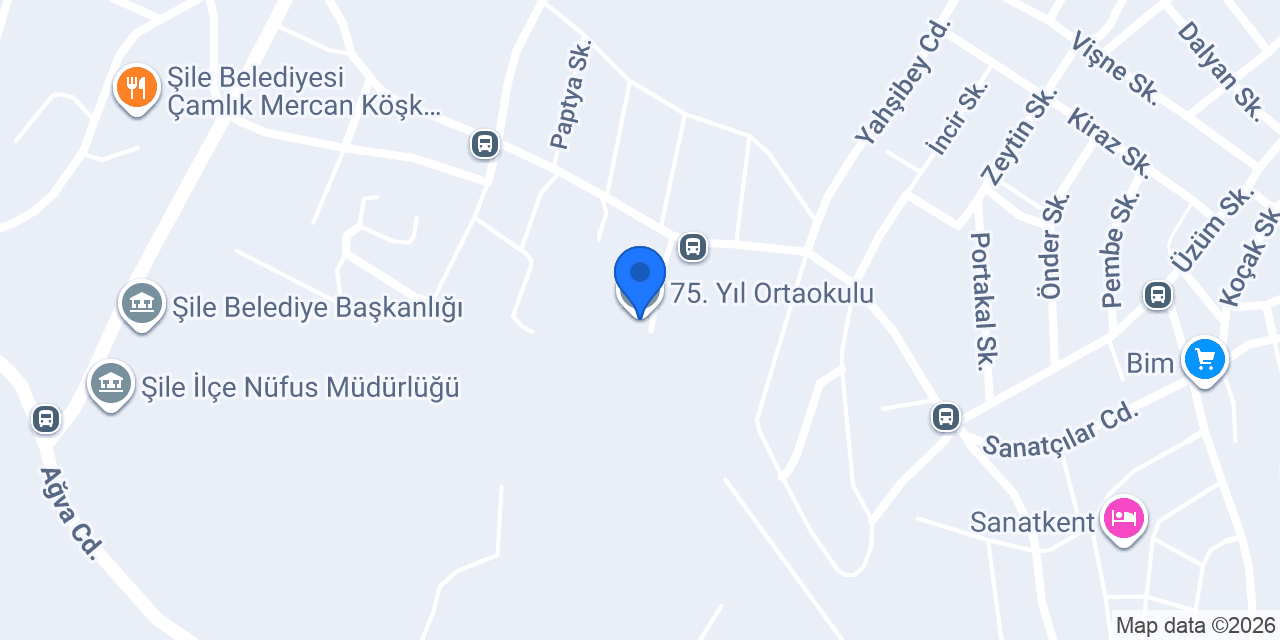 75. Yıl Ortaokulu konumu