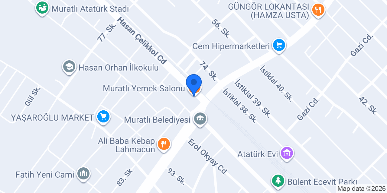 Muratlı Yemek Salonu konumu