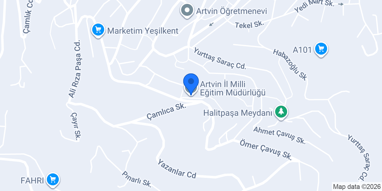 Artvin İl Milli Eğitim Müdürlüğü konumu