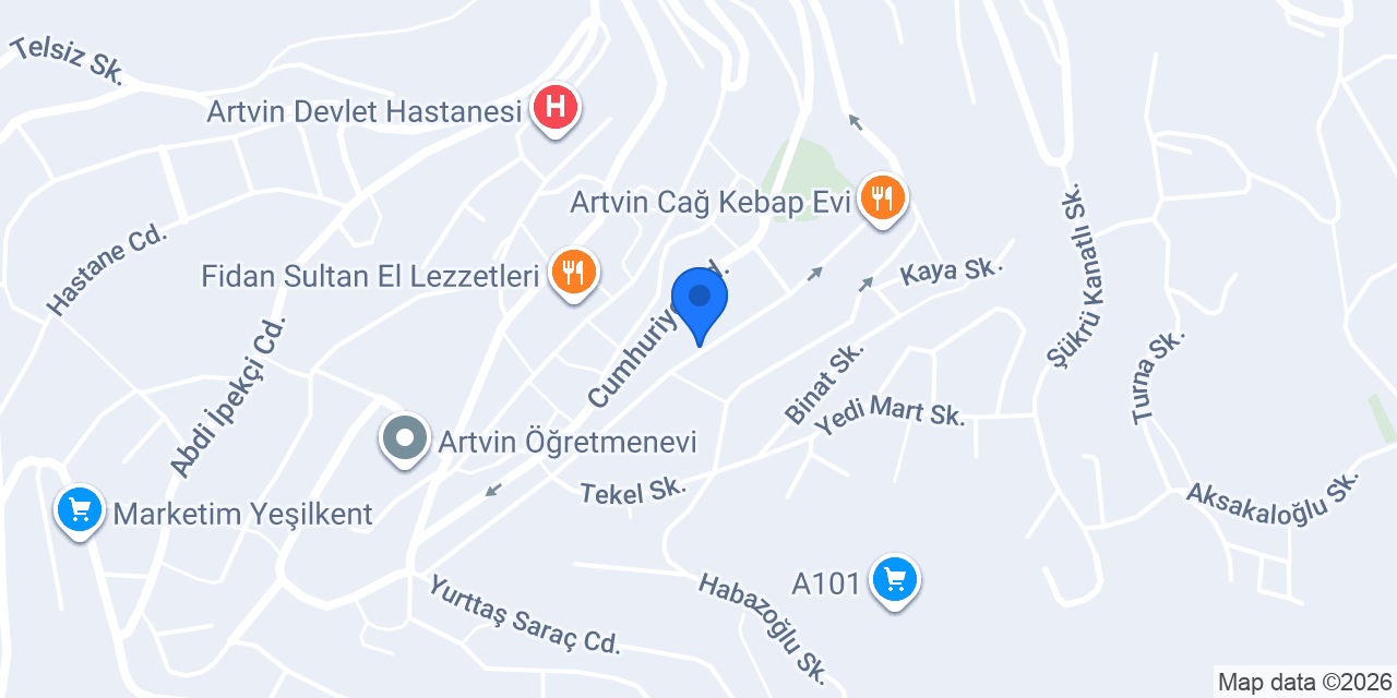 Artvin Vergi Dairesi konumu