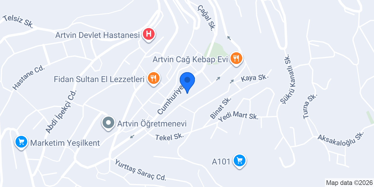 Artvin İlçe Nüfus Müdürlüğü konumu