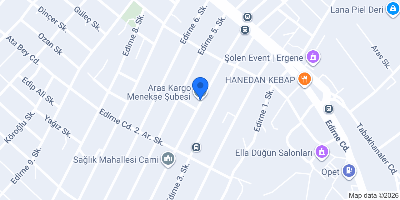 Aras Kargo Menekşe Şubesi konumu