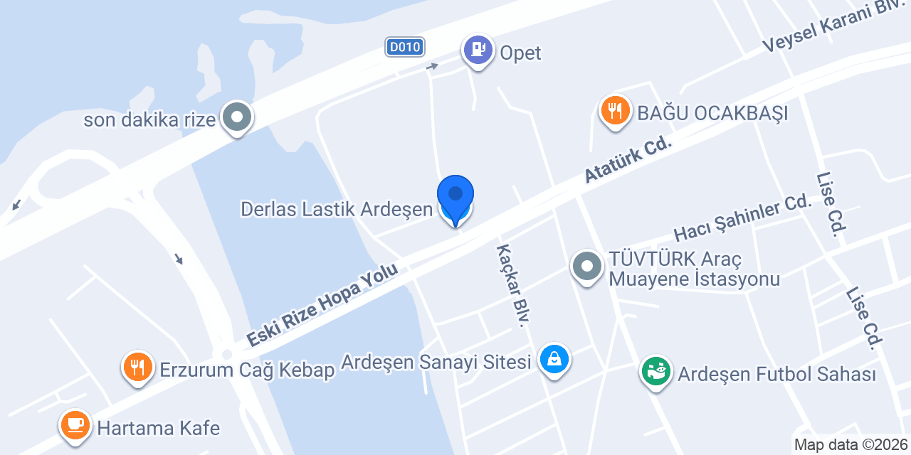 Derlas Lastik Ardeşen konumu