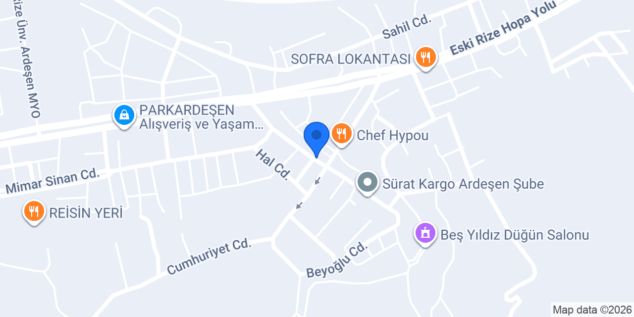 Derya Kafeterya konumu