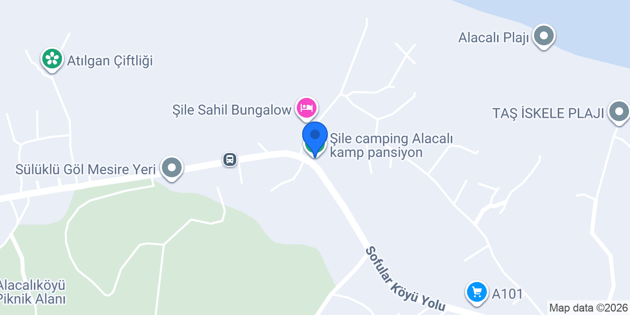 Şile camping Alacalı kamp pansiyon konumu