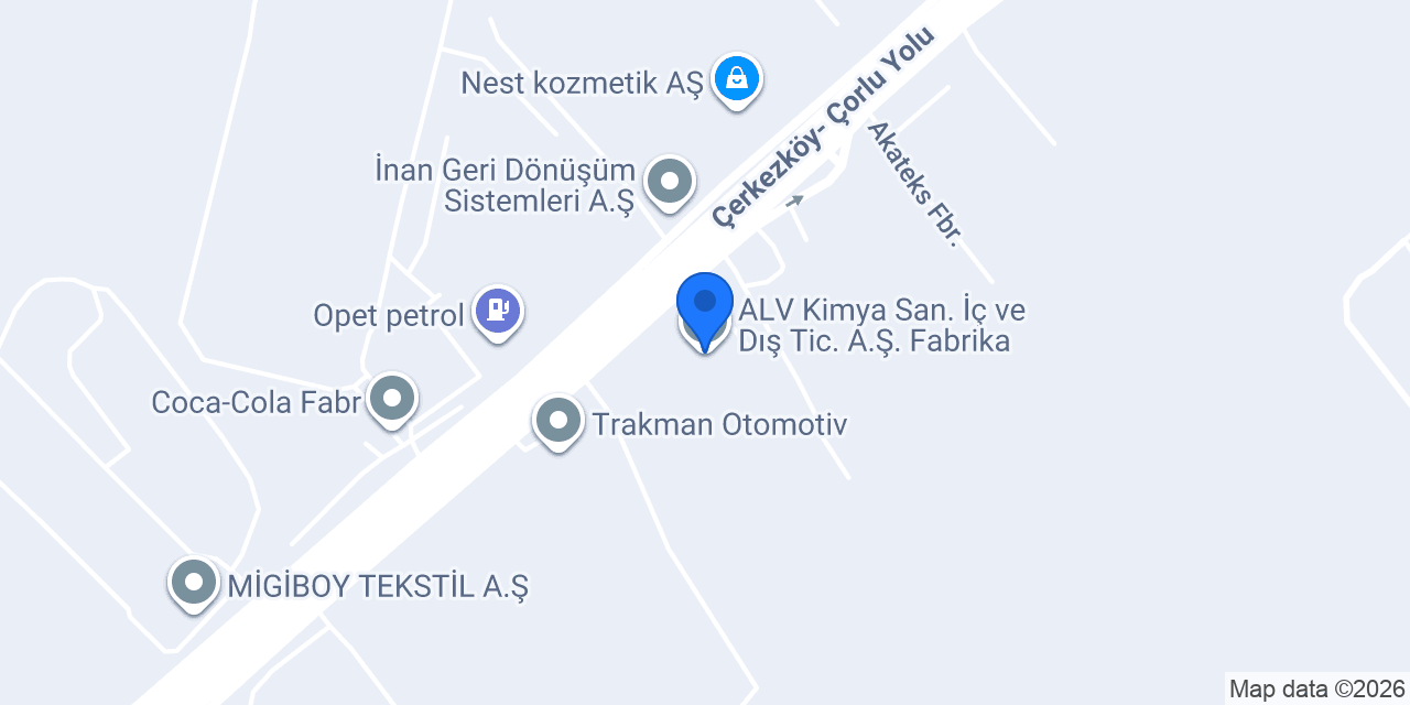 ALV Kimya San. İç ve Dış Tic. A.Ş. Fabrika konumu