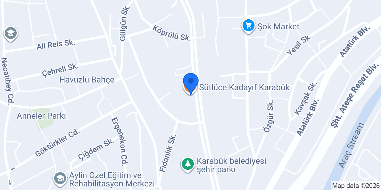 Sütlüce Kadayıf Karabük konumu