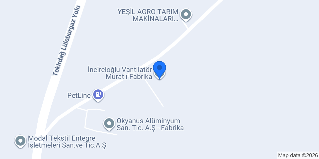 İncircioğlu Vantilatör Muratlı Fabrika konumu