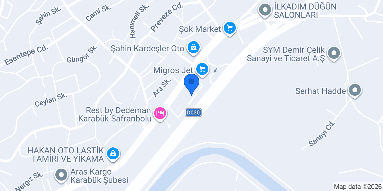 Softaoğlu Oto Cam konumu