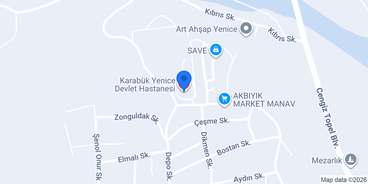 Karabük Yenice Devlet Hastanesi konumu