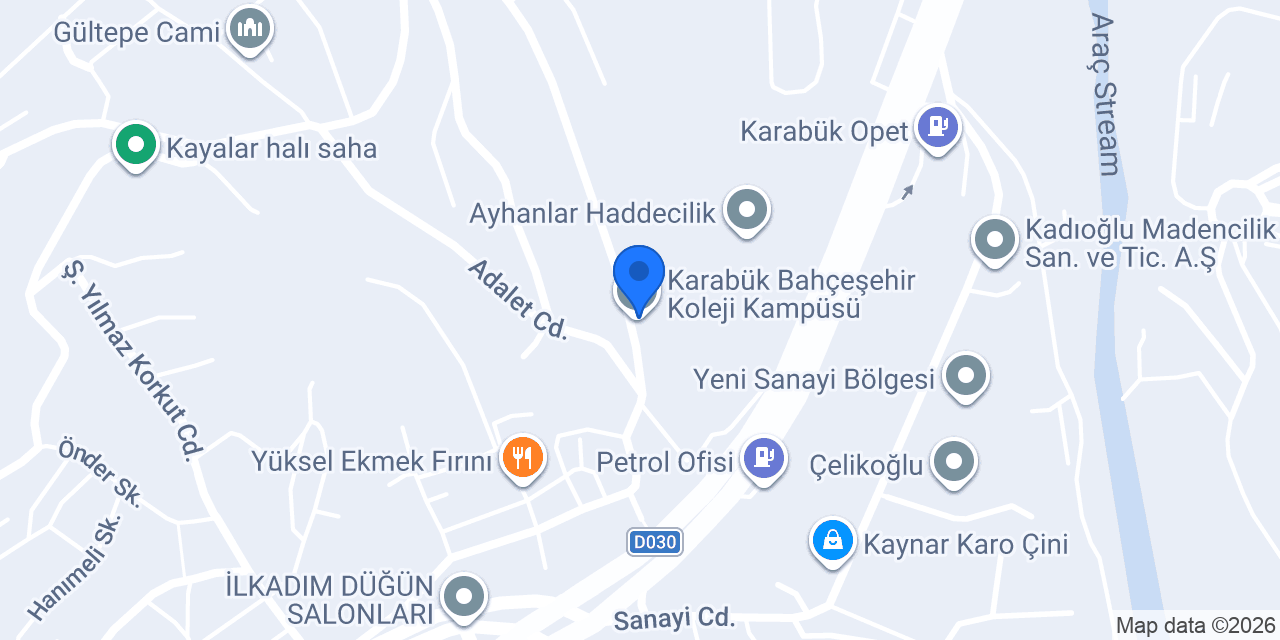Karabük Bahçeşehir Koleji Kampüsü konumu