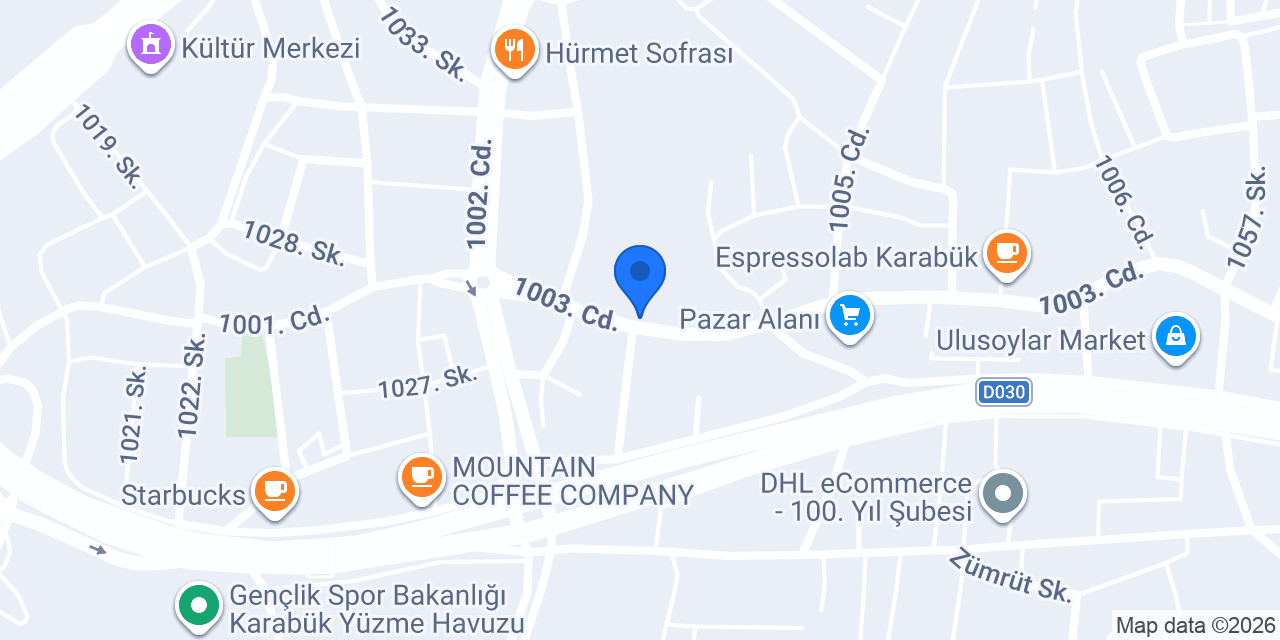 Paşa Döner Karabük 100.Yıl konumu