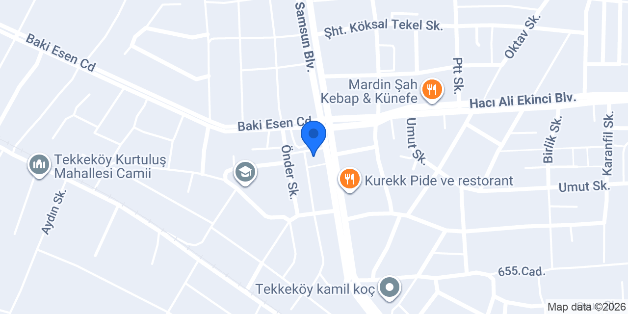 Tekkeköy Çilingir Anahtar Su Tesisat 7_24 konumu