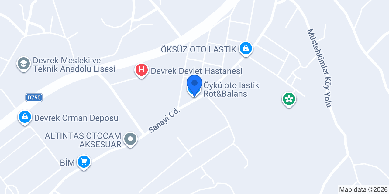 Öykü oto lastik Rot&Balans konumu