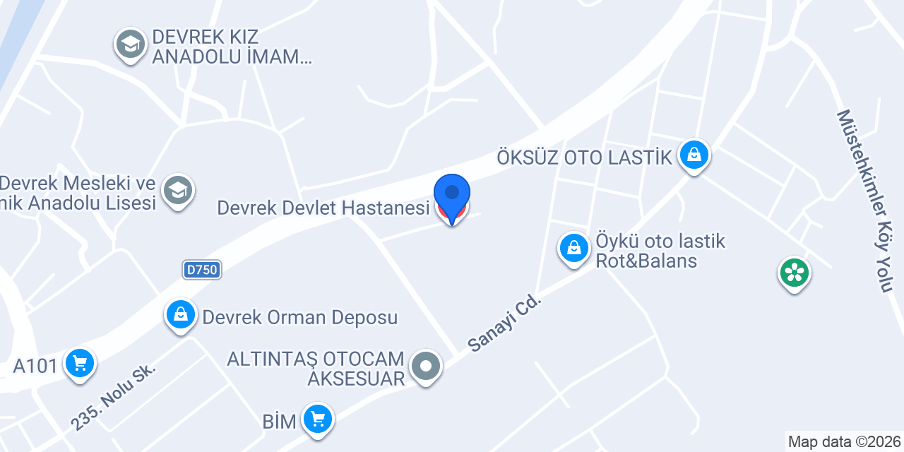 Devrek Devlet Hastanesi konumu