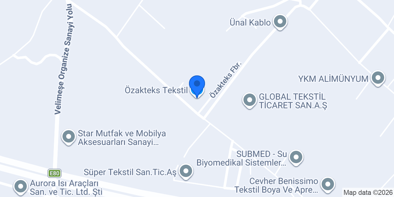 Özakteks Tekstil konumu