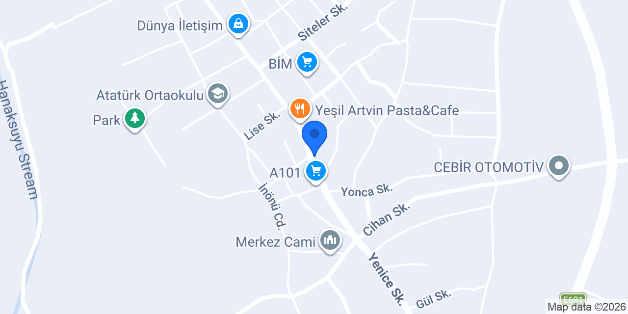 Ziraat Bankası Hanak Şubesi konumu