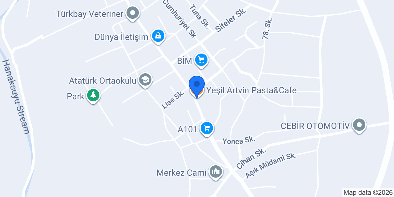 Yeşil Artvin Pasta&Cafe konumu