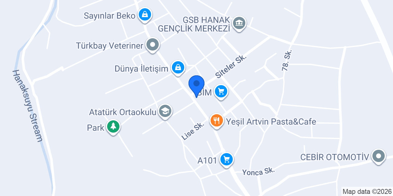 Hanak Belediyesi konumu