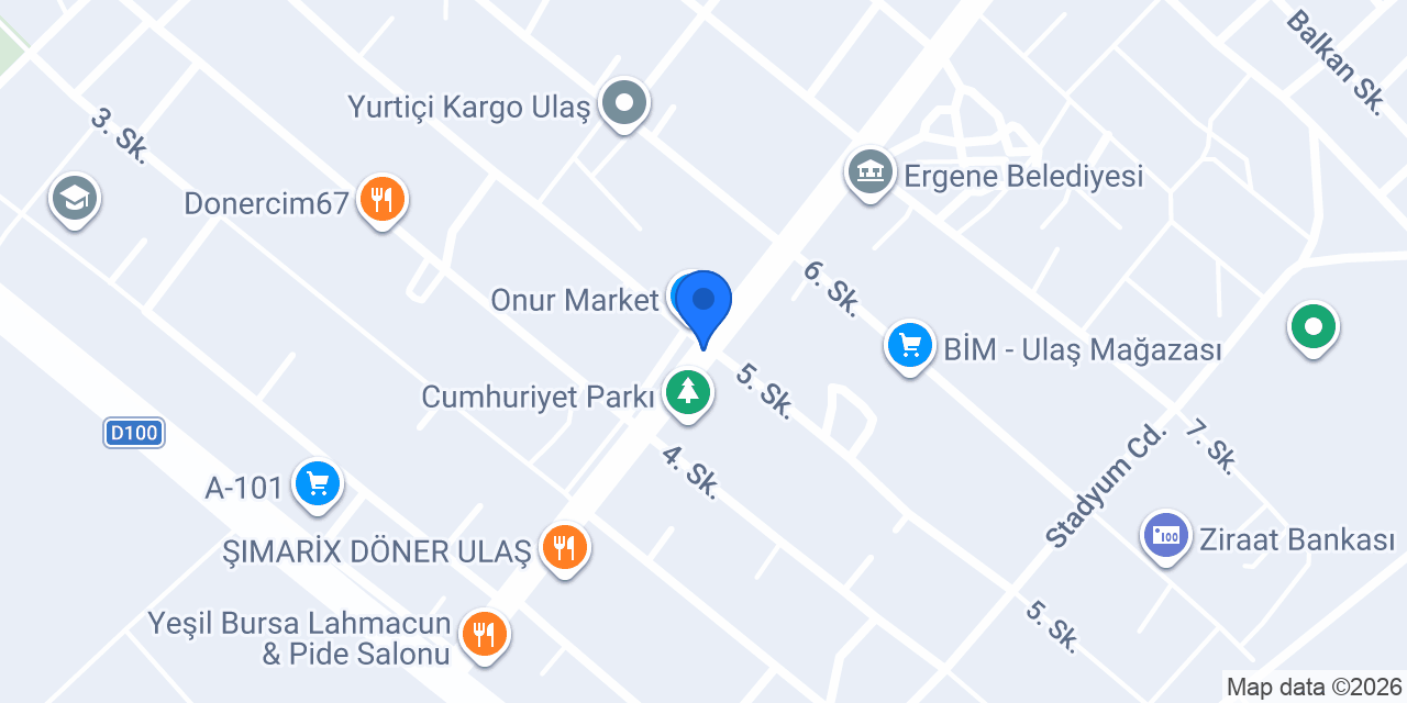 ERGENE DEKORASYON PLATFORM VE YOL YARDIM konumu