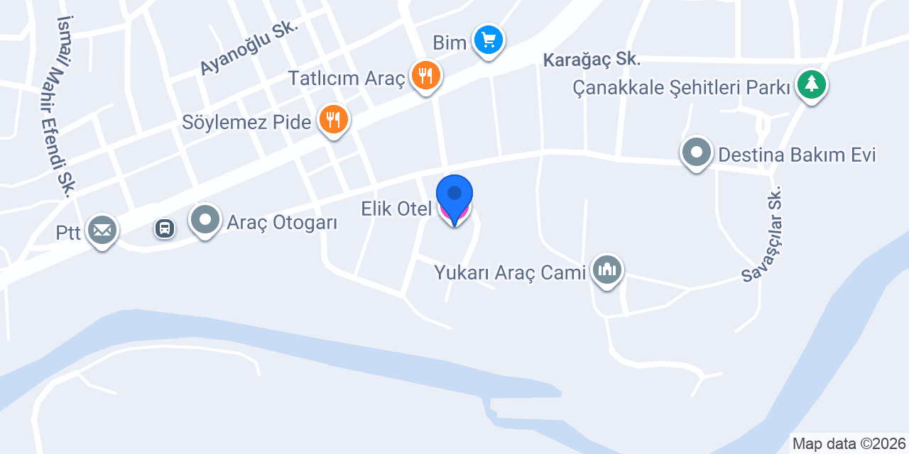 Elik Otel konumu