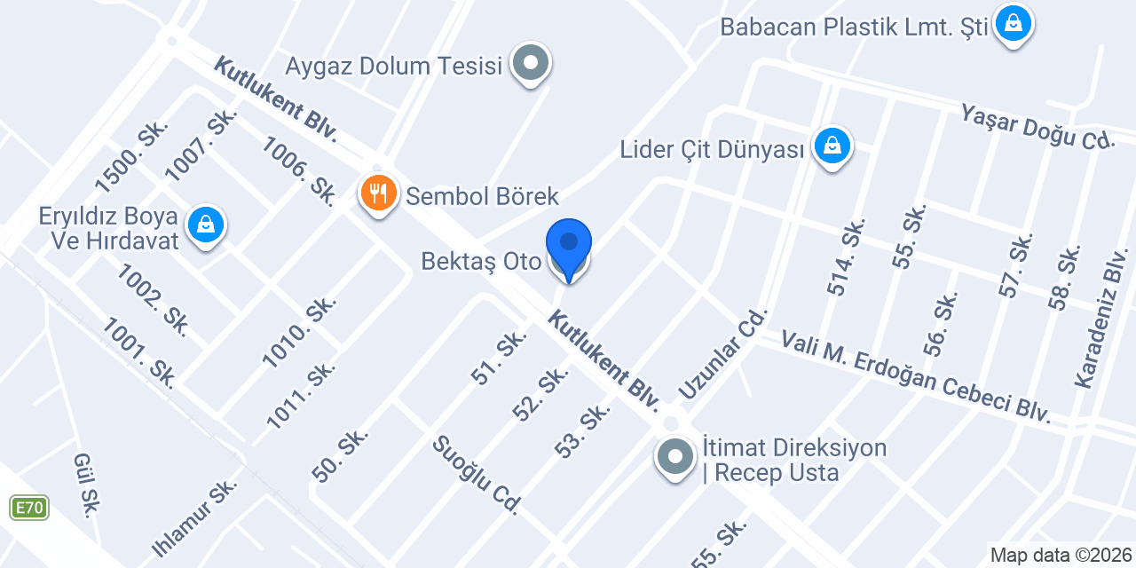 Bektaş Oto konumu