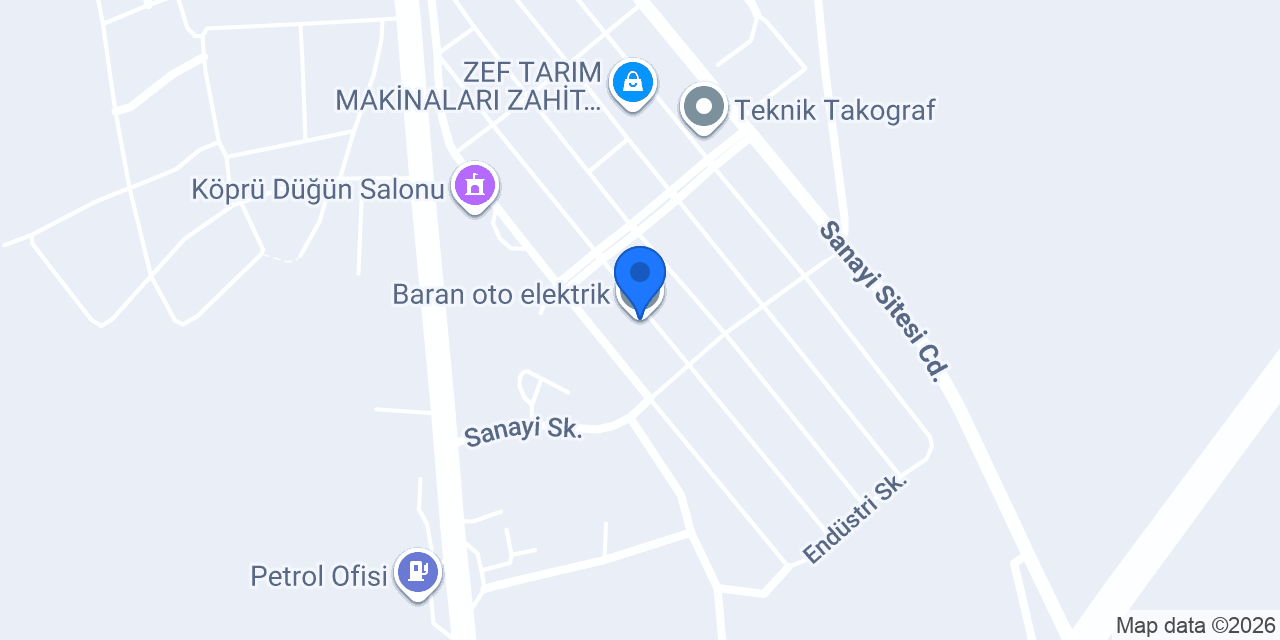 Baran oto elektrik konumu