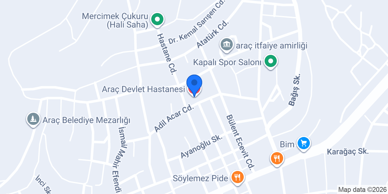 Araç Devlet Hastanesi konumu
