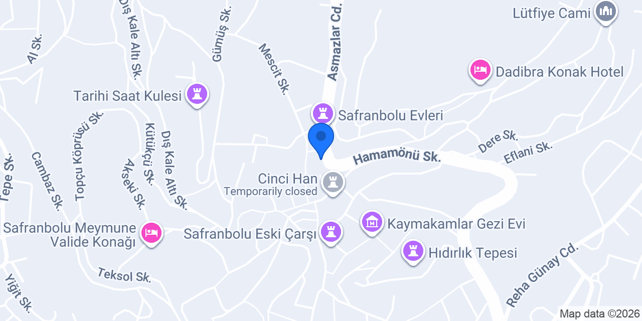 Tarihi Cinci Hamamı konumu