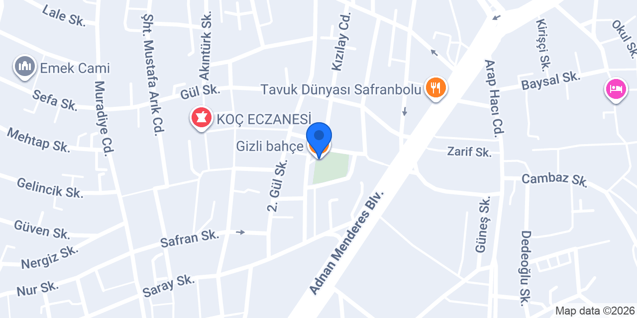 Gizli bahçe konumu