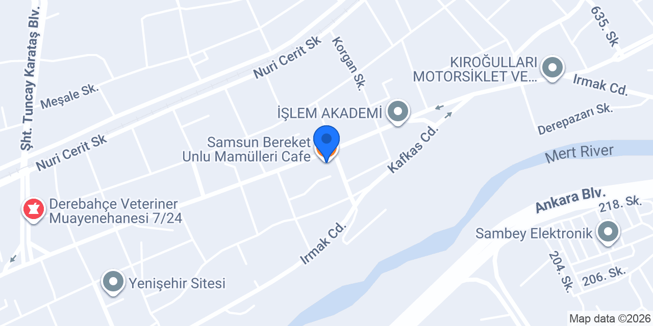 Samsun Bereket Unlu Mamülleri Cafe konumu