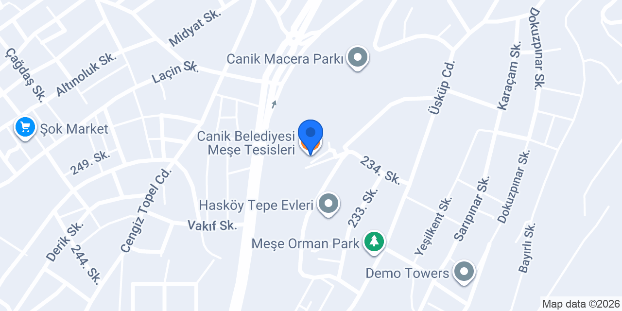 Canik Belediyesi Meşe Tesisleri konumu