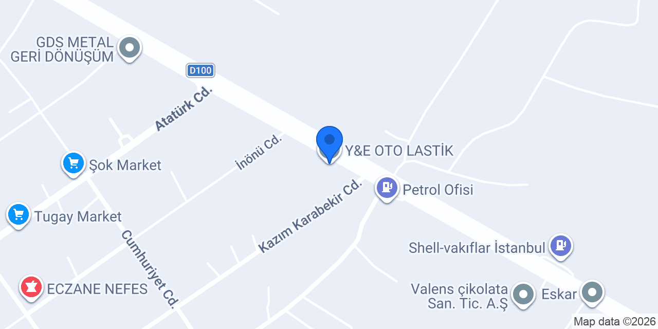 Y&E OTO LASTİK konumu