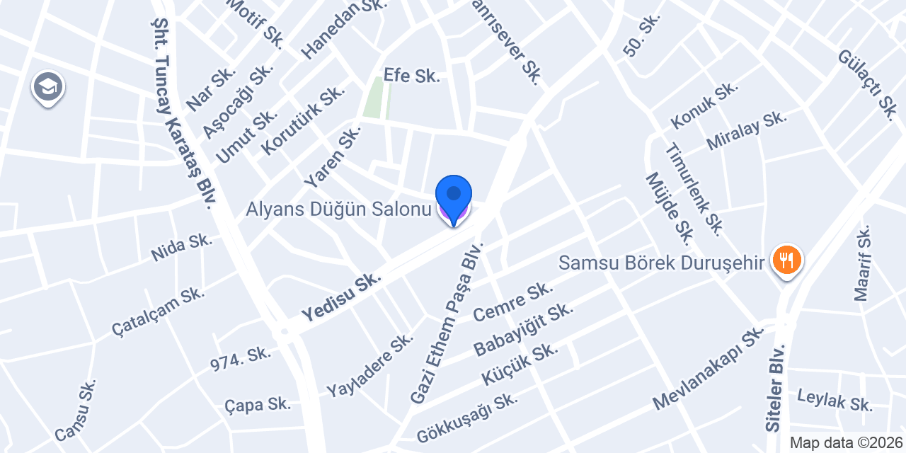 Alyans Düğün Salonu konumu