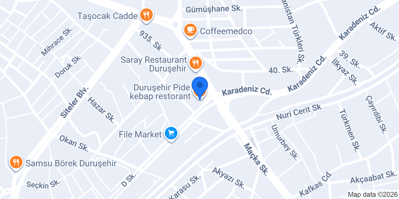 Duruşehir Pide kebap restorant konumu