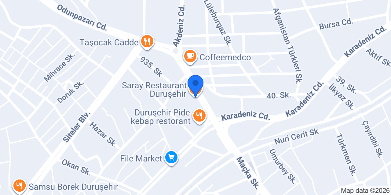 Saray Restaurant Duruşehir konumu